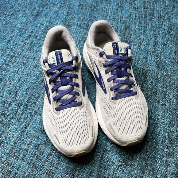 Brooks Adrenaline GTS 22 Running Shoes in Alloy Grey Purple Teal Women's Size 9 - Picture 2 of 9